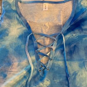 Fun sleeveless lace up tie-dye summer top